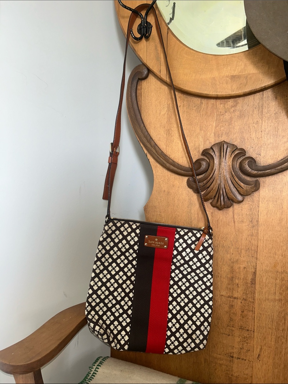 kate spade Black, White & Red Patterned Crossbody Bag